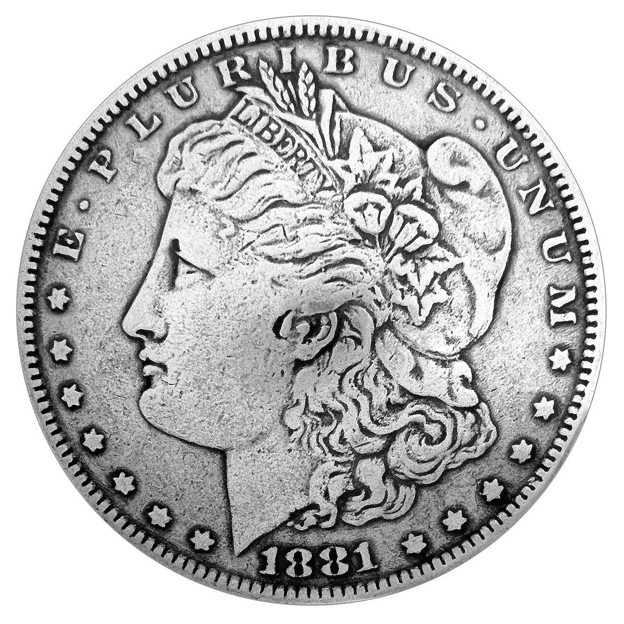 F9711-A SRTP 1-1/2'' Antique Silver Morgan Silver Dollar Reproduction Coin  Concho