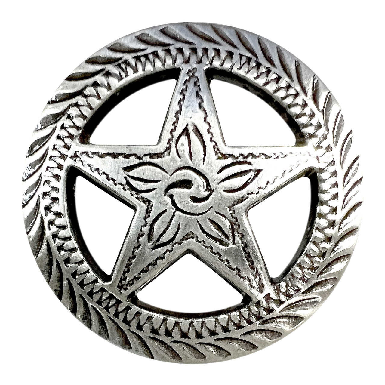 WESTERN SADDLE HORSE TACK ANTIQUE ENGRAVED STAR BERRY CONCHOS screw back 