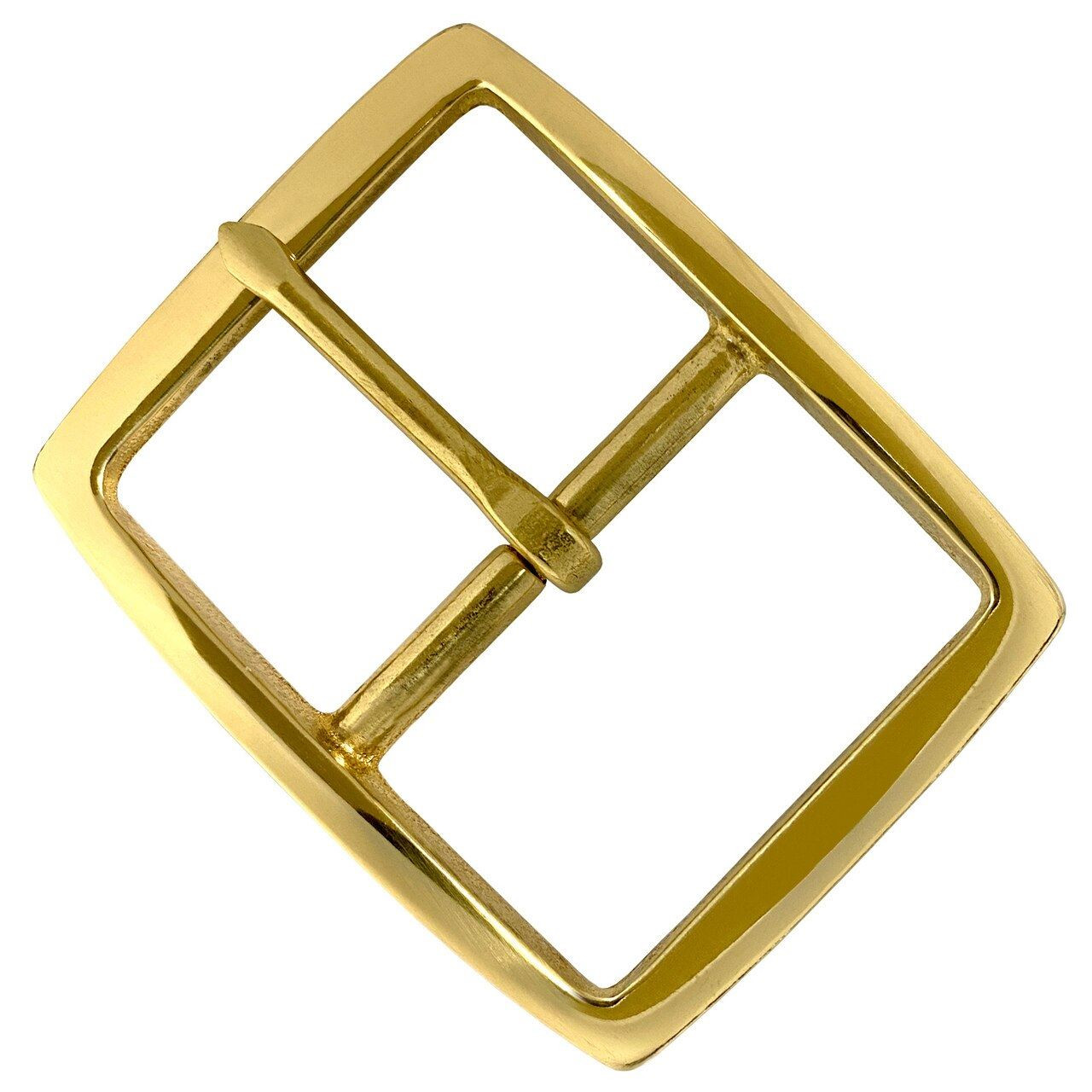 S002B BOC Rectangle Buckle Solid Brass Buckle Center Bar Single Prong  Buckle Fits 1-1/4 Wide Belt (Gold)