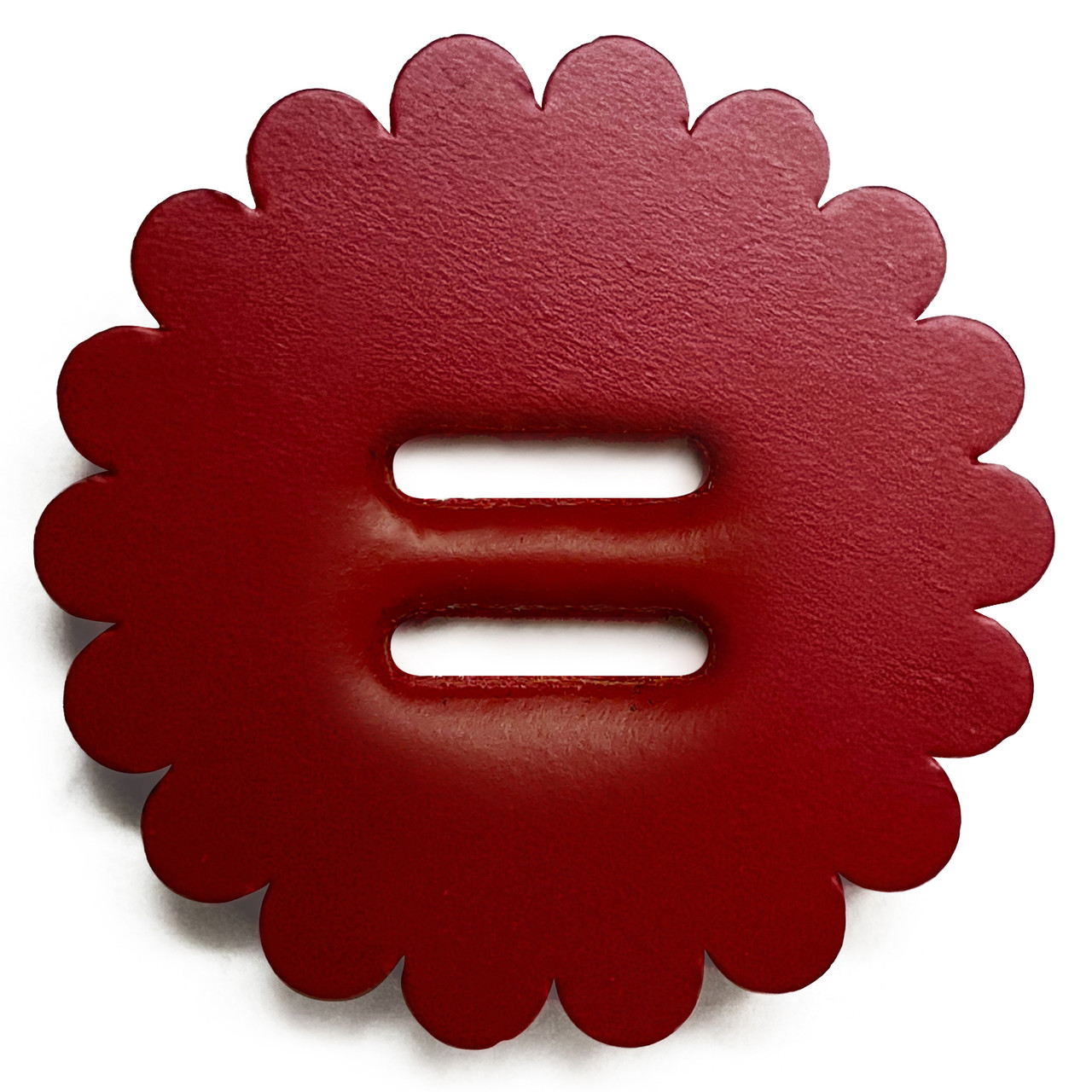 Saddle Leather Scalloped Concho Rosettes WITH SLOTTED HOLE - RED