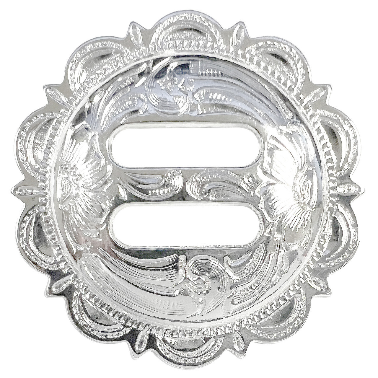 FA4834 SP Bright Silver Slotted Scalloped Concho FA4834 SP Bright Silver Slotted Scalloped Concho