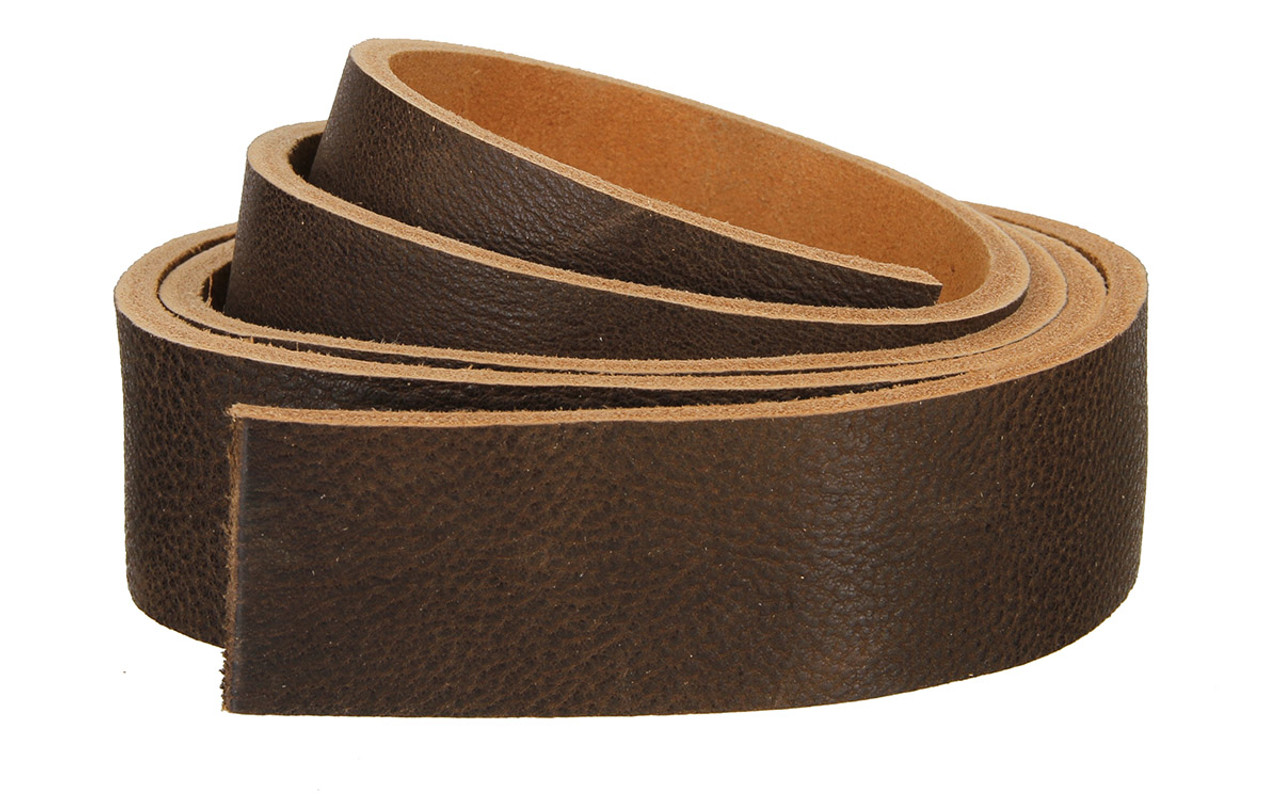 Double Bends Full Grain Thick Leather Strips - Brown - Conchos