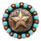 Turquoise - Rhinestone Crystal Star Berry Concho