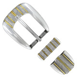 BS8119 SRTPGP Hand Polished Engraved Belt Buckle Set Fits 1"(25mm) Belt (Antique Gold)