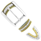 BS8160 SRTPGP Hand Polished Engraved Belt Buckle Set Fits 1-1/8"(30mm) Wide Belt (Antique Gold)