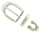 BS8168 NPGP Hand Polished Engraved Belt Buckle Set Fits 1-1/8"(30mm) Wide Belt (Antique Gold)