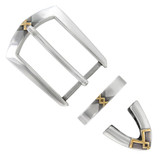 BS8626 SRTPGP Hand Polished Engraved Belt Buckle Set Fits 1-1/8"(30mm) Wide Belt (Antique Gold)