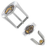 BS8642 ASAG Hand Polished Engraved Belt Buckle Set Fits 1-1/8"(30mm) Wide Belt (Antique Gold)