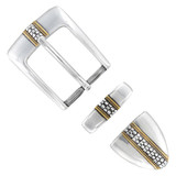 S5825 ASAG Hand Polished Engraved Belt Buckle Set Fits 1-1/8"(30mm) Wide Belt (Antique Gold)