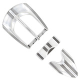 BS8120 SRTP Hand Polished Engraved Belt Buckle Set Fits 1-1/8"(30mm) Wide Belt (Antique Silver)