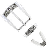 BS8122 SRTP Hand Polished Engraved Belt Buckle Set Fits 1-1/8"(30mm) Wide Belt (Antique Silver)