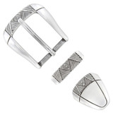 BS8132 SRTP Hand Polished Engraved Belt Buckle Set Fits 1-1/8"(30mm) Wide Belt (Antique Silver)