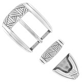 BS8134 SRTP Hand Polished Engraved Belt Buckle Set Fits 1-1/8"(30mm) Wide Belt (Antique Silver)