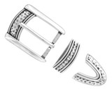 BS8160 SRTP Hand Polished Engraved Belt Buckle Set Fits 1-1/8"(30mm) Wide Belt (Antique Silver)