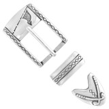 BS8163 SRTP Hand Polished Engraved Belt Buckle Set Fits 1-1/8"(30mm) Wide Belt (Antique Silver)