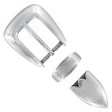 S5525 LASRP Hand Polished Smooth Belt Buckle Set Fits 1"(25mm) Belt (Antique Silver)