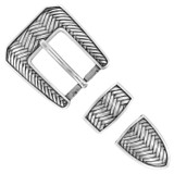 S5579 LASRP Hand Polished Engraved Belt Buckle Set Fits 1"(25mm) Belt (Antique Silver)