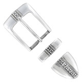 S5825 LASRP Hand Polished Engraved Belt Buckle Set Fits 1-1/8"(30mm) Wide Belt (Antique Silver)