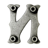 LL3297 OS 3/4" Antique Silver Letter "N" Shaped Concho
