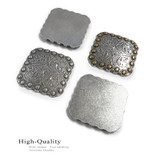 BS9291-2F SRTPGP 1-3/8" Antique Gold Western Floral Engraved Berry Square Concho Flat Back