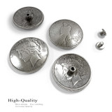 BS9238-B SRTP 1-1/2'' Antique Silver Peace Dollar Eagle Coin Reproduction Concho