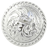 LL3305 SP 1/2" Bright Silver Western Floral Engraved Rope Edge Concho Screwback