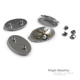 FA0060-5 LASRP Antique Engraved Cross Golf Flag Clubs Ball Oval Concho Rivet Back (DR)