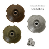BS9977 OEB 1" (25mm) Antique Brass Leather Craft Conchos Engraved Celtic Concho Screwback