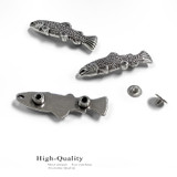 F9650-1-LASRP 1-1/2"x3/8" Antique Engraved Fish Conchos Screwback