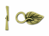 Antique Vintage Brass-Plated Pewter Ivy Leaf Toggle Clasp @1 Set