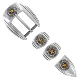 S6764-1 ASAG The State Of Texas Star Hand Polished Engraved Belt Buckle Set Fits 1"(25mm) Belt (Antique Gold)