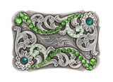 HA0038 Crystal Rhinestone Belt Buckle - Fern Green /Chrysolite/Emerald