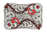 HA0038 Crystal Rhinestone Belt Buckle - Siam/Ruby