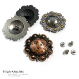 LL1784 RCB 2-3/8" Black Copper Engraved Berry Pico Concho Screwback