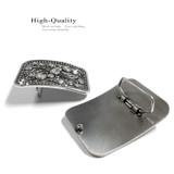 Western Antique Floral Engraved Rhinestone Crystal Belt Buckle Fits 1-1/2"(38mm) Belt