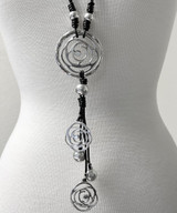 Long Leather Necklace Pendant Nickel free Fashion Women Art Craft 55211