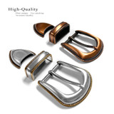 S5644 SVCRB Western Smooth Rope Edge Engraved Hand Polished Belt Buckle Set Fits 1-1/8"(30mm) Belt (Copper)