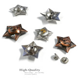 FA4836 LASRP Antique Silver Western Engraved Horsehead Star Concho Screwback