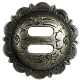 TR4839 1-1/2" Antique Engraved Scalloped Swirl Slotted Concho