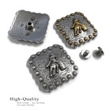 BS9294 SRTPGP Antique Gold Western Floral Barrel Racer Engraved Concho Screwback