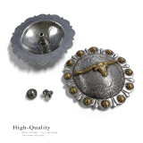 BS9275 SRTPGP Antique Gold Western Floral Longhorn Steer Engraved Berry Concho Screwback