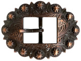 BS9307 COPPER Bridle Headstall Center Bar Buckle Fits  ¾" to 1" Wide Belt Strap (Bright Silver)