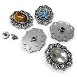 FA1905-3 LASRP Antique Scalloped Edge Engraved Concho Screwback