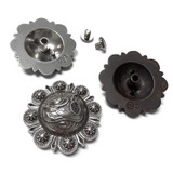 FA6650 MOEB61 Antique Copper Western Engraved Saddle Cowboy Hat Berry Concho Screwback