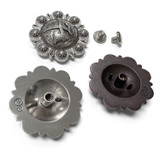 FA6649 MOEB61 Antique Copper Western Engraved Crossed Axe Berry Concho Screwback