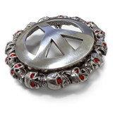 Rhinestone Unique Buckle Antique Peace Sign Skull Engraved Belt Buckle