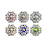 CH128-01 Rhinestone Conchos 1-1/2" Scalloped Edge Engraved Concho Screwback