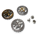 FA6715-1 LASRP 1-1/4" Antique Silver Archery Concho Bow and Arrow Star Design Screwback