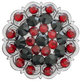 JET SIAM Rhinestone Crystal Floral Scalloped Edge Concho