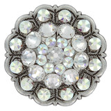 Crystal Crystal AB Rhinestone Crystal Floral Scalloped Edge Concho